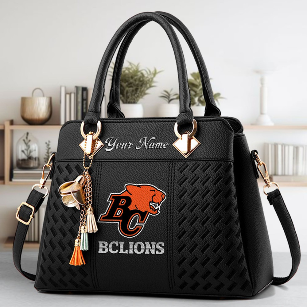 BC Lions Logo Crossbody Zip Hand Bag With Tassel Custom Name For Women - Image 2