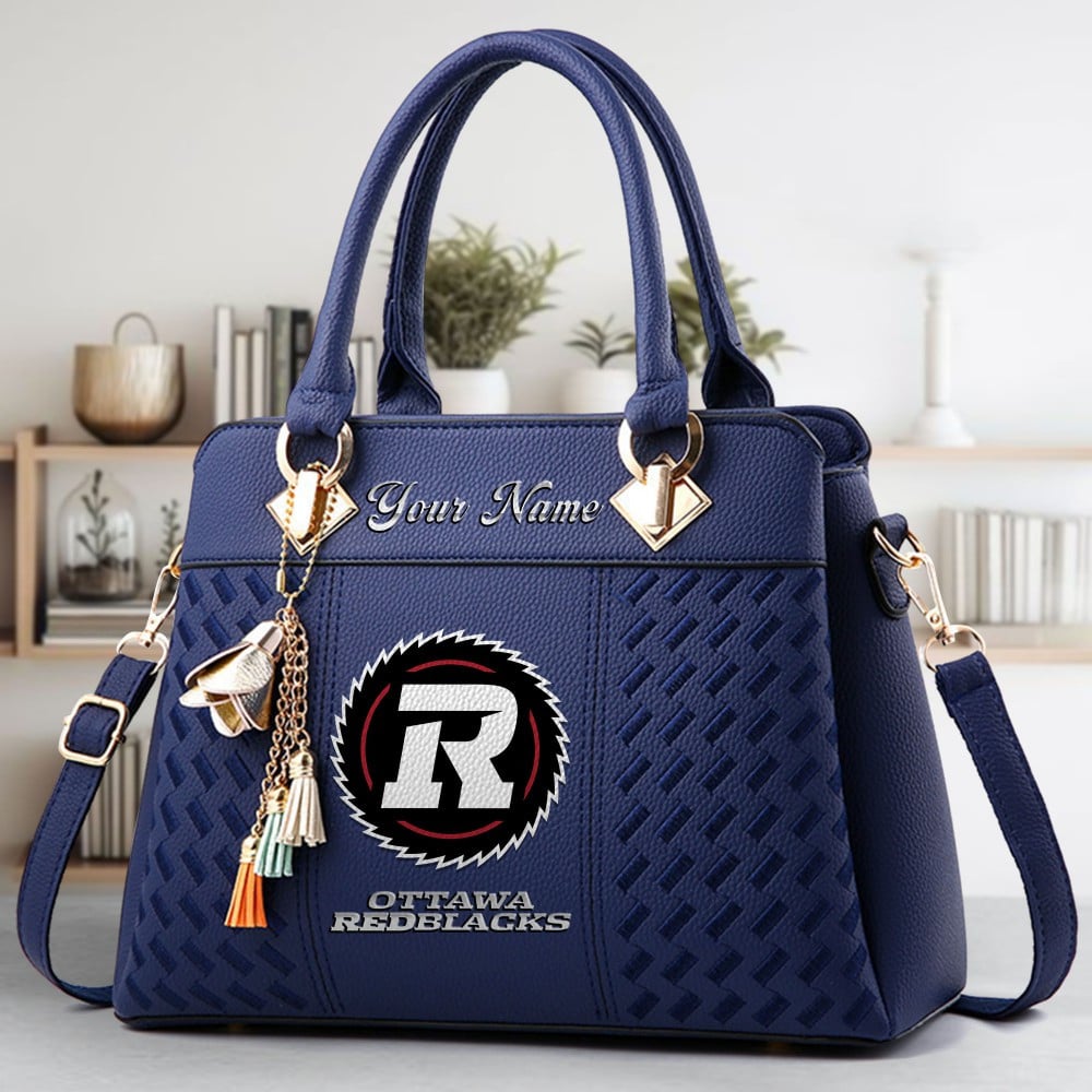 Ottawa Redblacks Logo Crossbody Zip Hand Bag With Tassel Custom Name For Women - Image 3