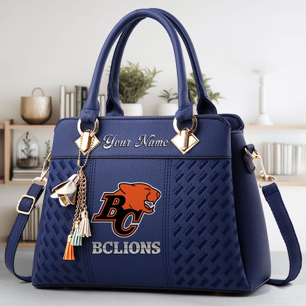 BC Lions Logo Crossbody Zip Hand Bag With Tassel Custom Name For Women - Image 3