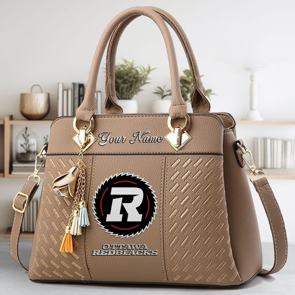 Ottawa Redblacks Logo Crossbody Zip Hand Bag With Tassel Custom Name For Women - Image 4