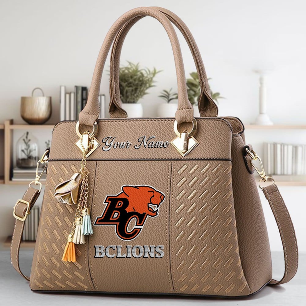 BC Lions Logo Crossbody Zip Hand Bag With Tassel Custom Name For Women - Image 4
