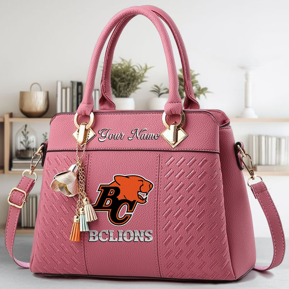 BC Lions Logo Crossbody Zip Hand Bag With Tassel Custom Name For Women - Image 5