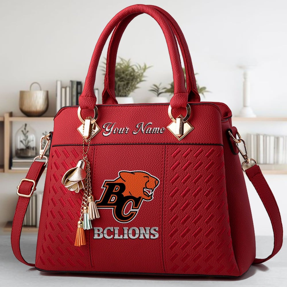 BC Lions Logo Crossbody Zip Hand Bag With Tassel Custom Name For Women - Image 6