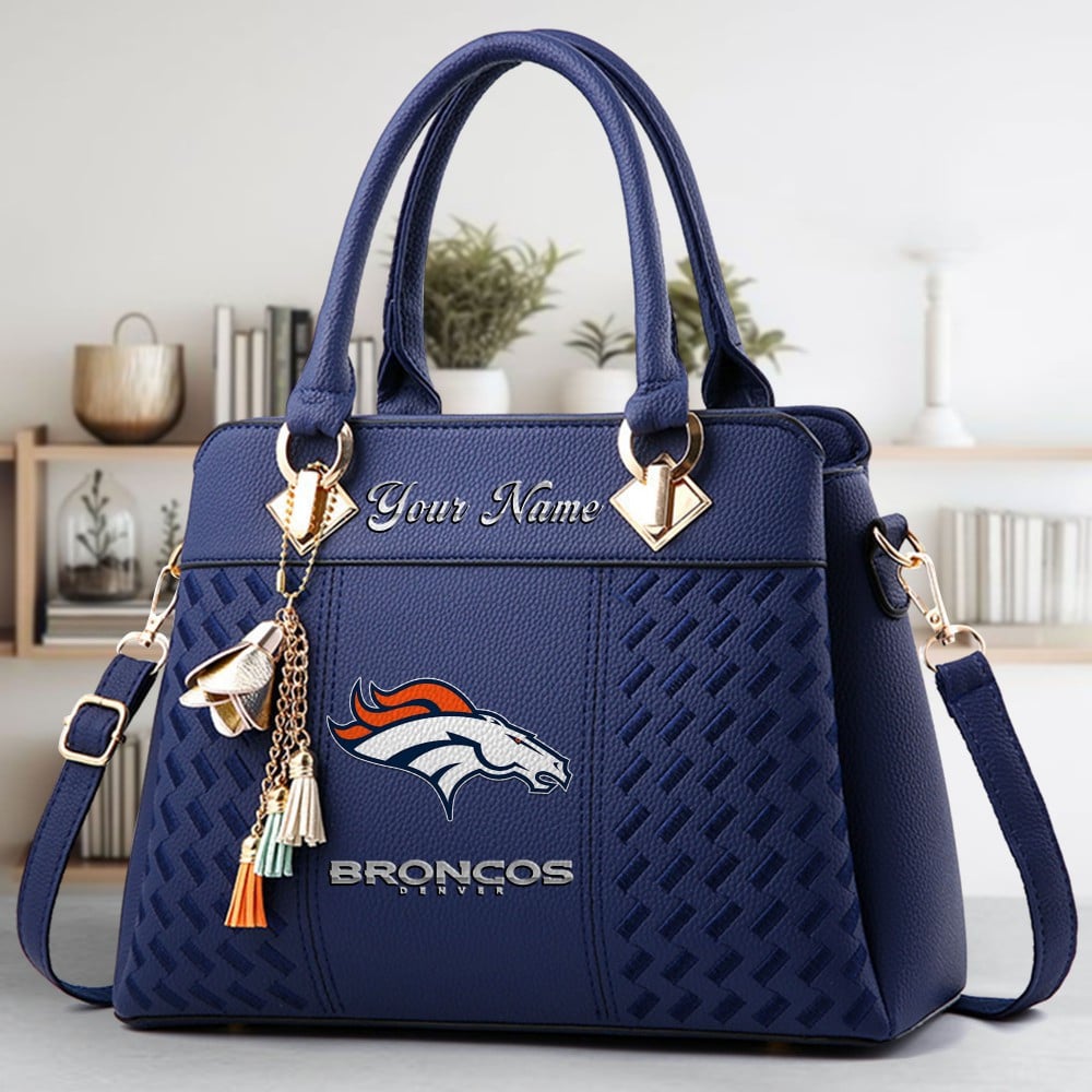 Denver Broncos Logo Crossbody Zip Hand Bag With Tassel Custom Name For Women - Image 2
