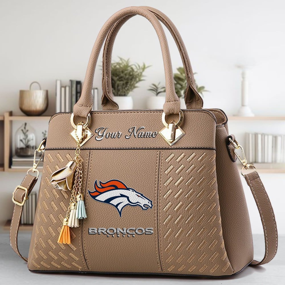 Denver Broncos Logo Crossbody Zip Hand Bag With Tassel Custom Name For Women - Image 3