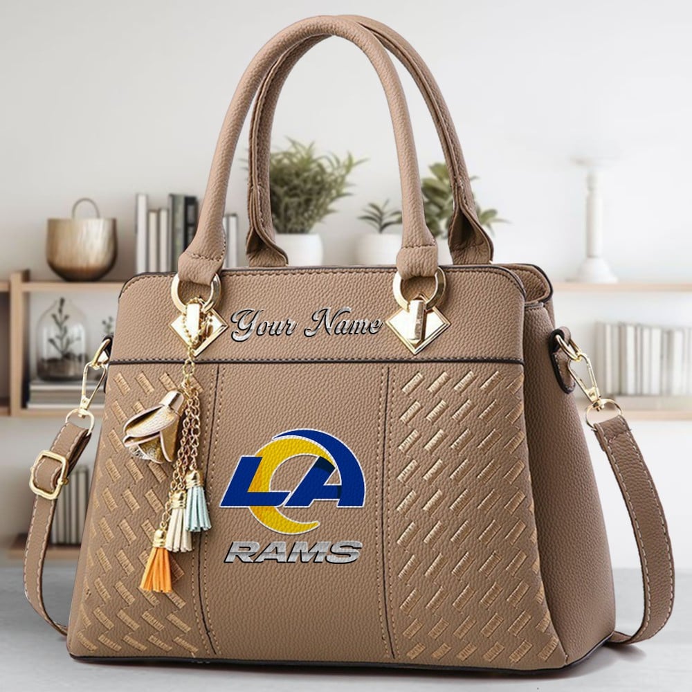 Los Angeles Rams Logo Crossbody Zip Hand Bag With Tassel Custom Name For Women - Image 3