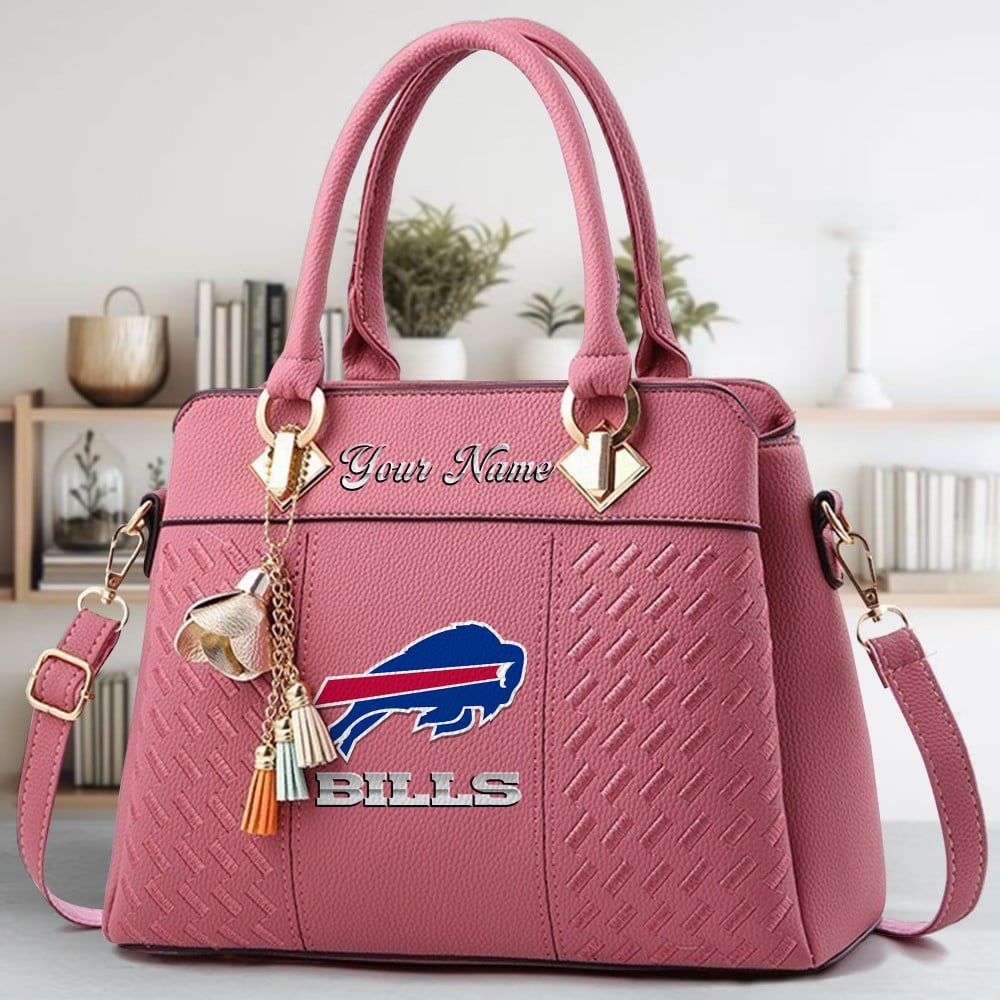 Buffalo Bills Logo Crossbody Zip Hand Bag With Tassel Custom Name For Women - Image 5