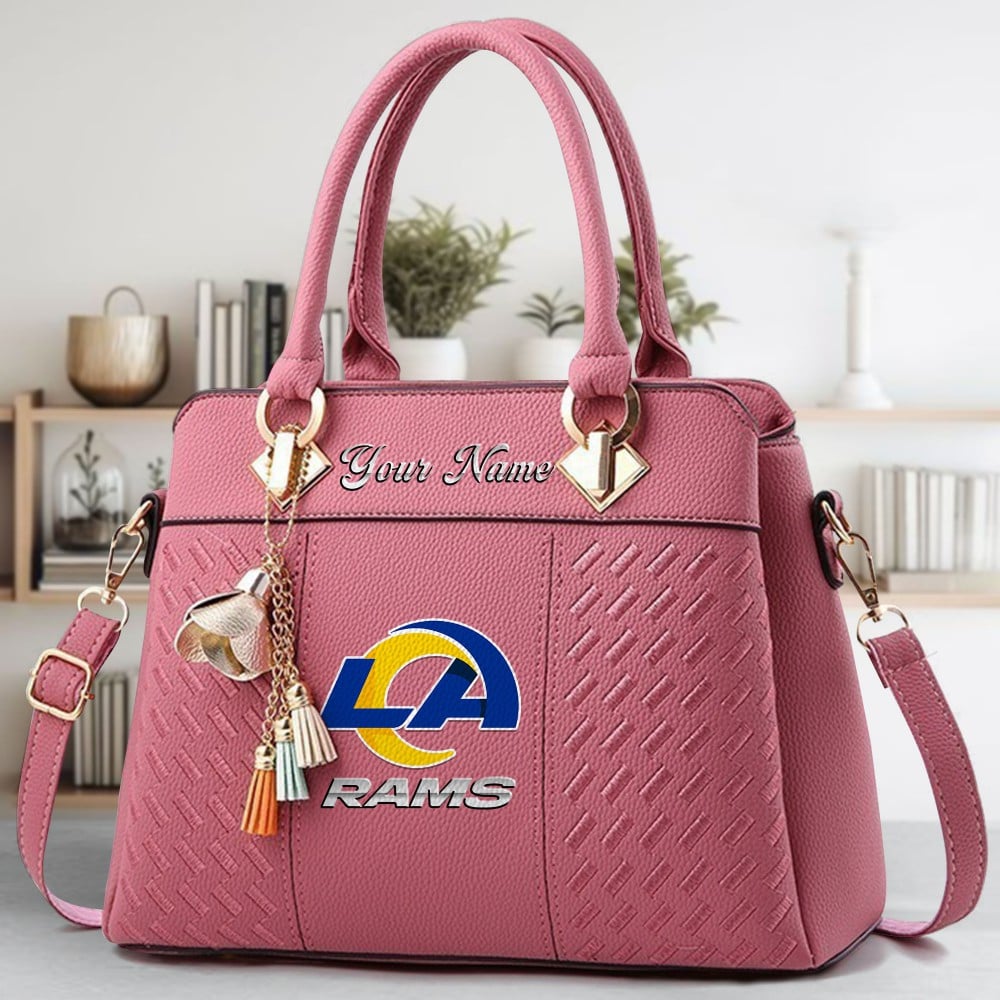 Los Angeles Rams Logo Crossbody Zip Hand Bag With Tassel Custom Name For Women - Image 5