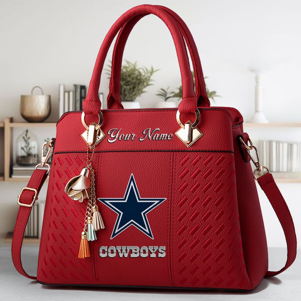 Dallas Cowboys Logo Crossbody Zip Hand Bag With Tassel Custom Name For Women - Image 6