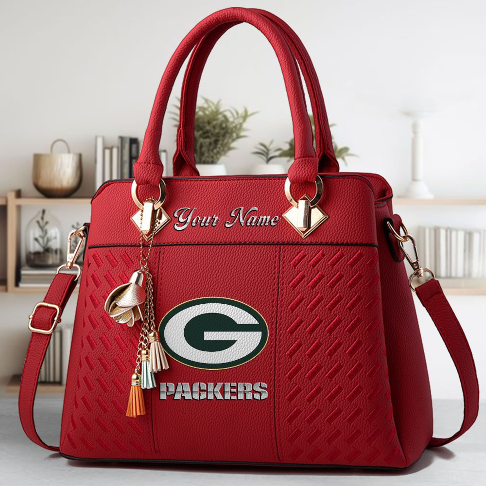 Green Bay Packers Logo Crossbody Zip Hand Bag With Tassel Custom Name For Women - Image 6