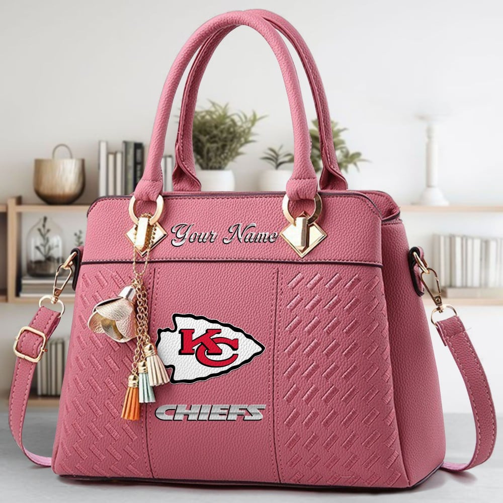 Kansas City Chiefs Logo Crossbody Zip Hand Bag With Tassel Custom Name For Women - Image 6