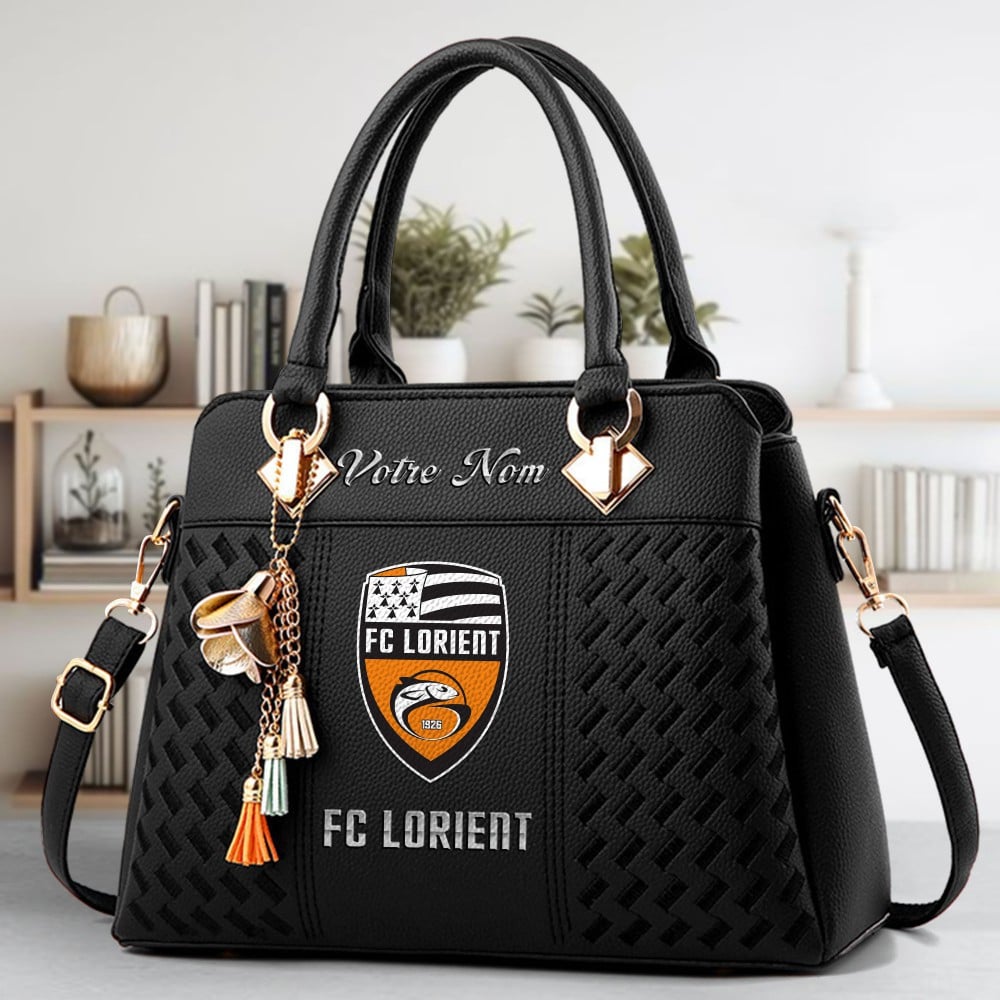 FC Lorient Logo Crossbody Zip Hand Bag With Tassel Custom Name For Women - Image 2