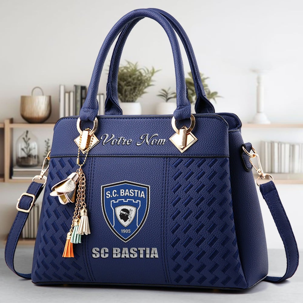 Sporting Club Bastia Logo Crossbody Zip Hand Bag With Tassel Custom Name For Women - Image 2