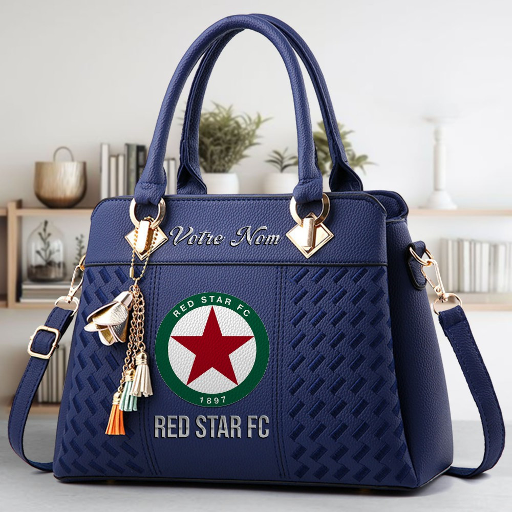 Red Star F.C. Logo Crossbody Zip Hand Bag With Tassel Custom Name For Women - Image 2