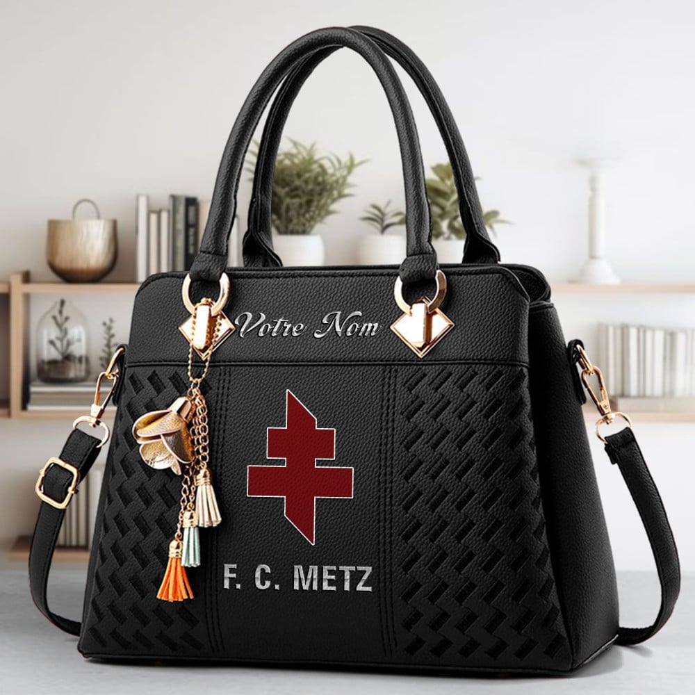 FC Metz Logo Crossbody Zip Hand Bag With Tassel Custom Name For Women - Image 2