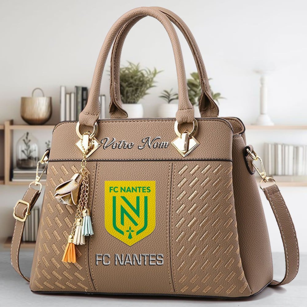 FC Nantes Logo Crossbody Zip Hand Bag With Tassel Custom Name For Women - Image 3