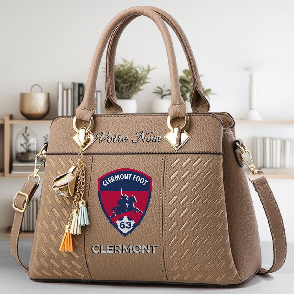 Clermont Foot Auvergne 63 Logo Crossbody Zip Hand Bag With Tassel Custom Name For Women - Image 3