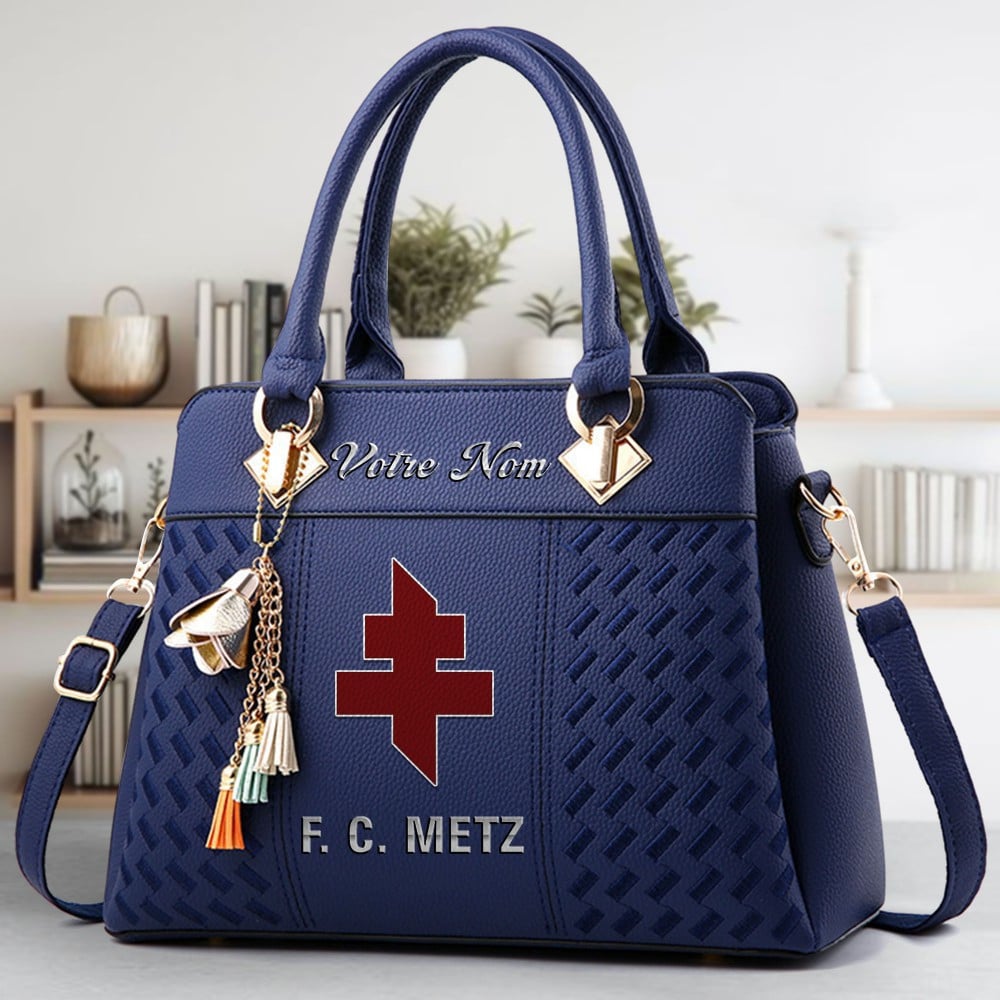 FC Metz Logo Crossbody Zip Hand Bag With Tassel Custom Name For Women - Image 3