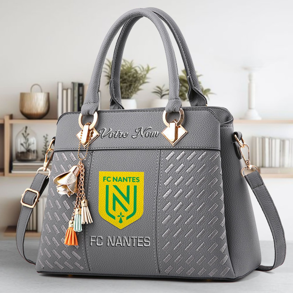 FC Nantes Logo Crossbody Zip Hand Bag With Tassel Custom Name For Women - Image 4