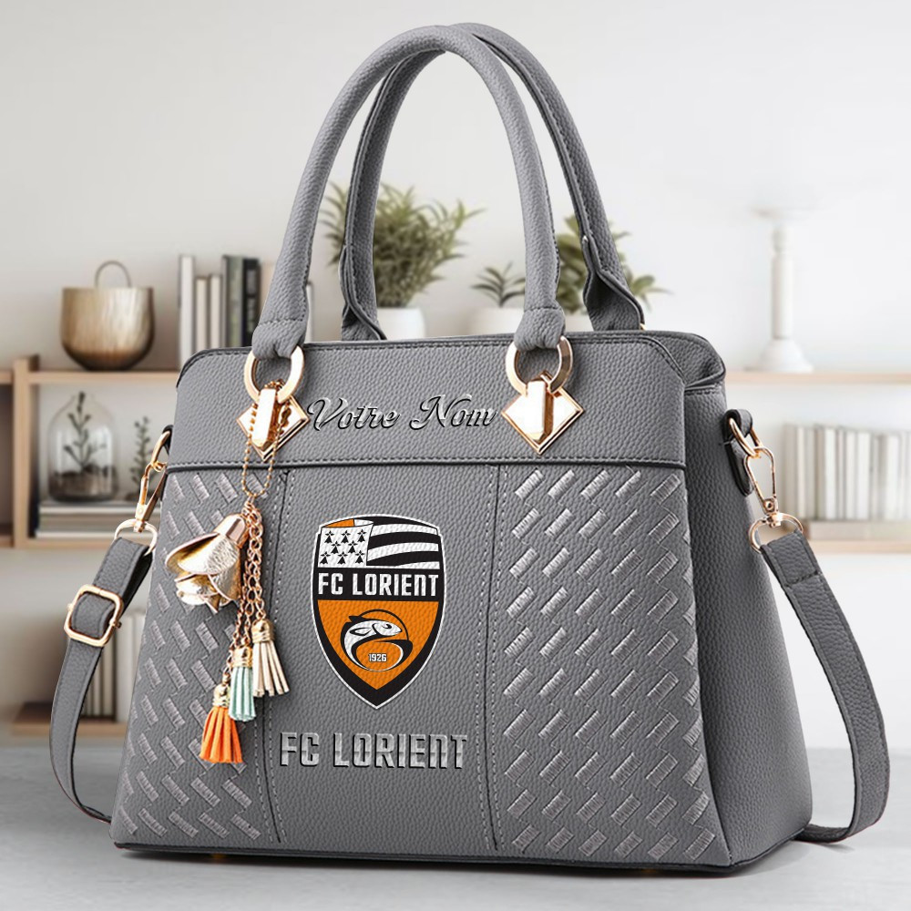 FC Lorient Logo Crossbody Zip Hand Bag With Tassel Custom Name For Women - Image 4