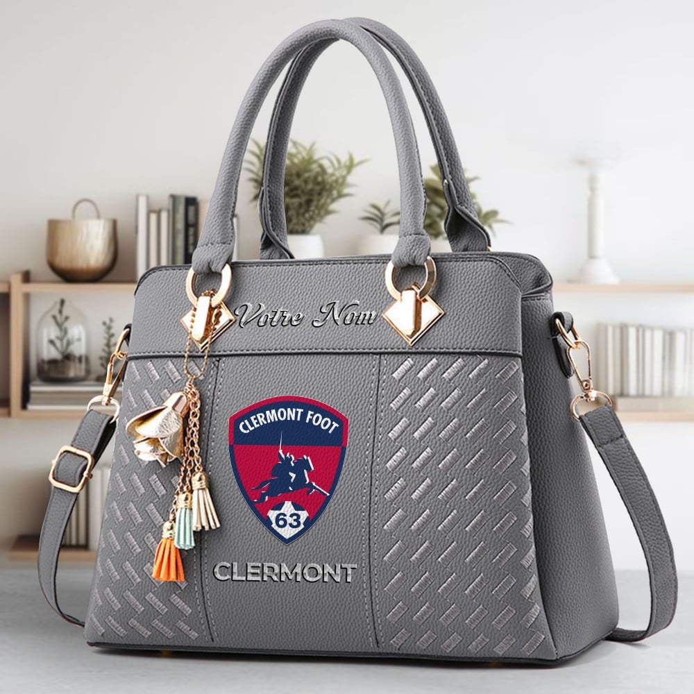 Clermont Foot Auvergne 63 Logo Crossbody Zip Hand Bag With Tassel Custom Name For Women - Image 4