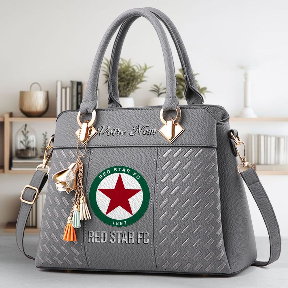 Red Star F.C. Logo Crossbody Zip Hand Bag With Tassel Custom Name For Women - Image 4