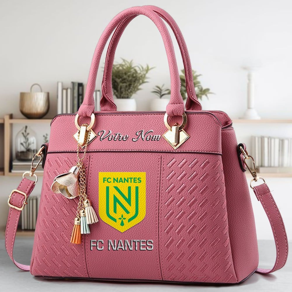 FC Nantes Logo Crossbody Zip Hand Bag With Tassel Custom Name For Women - Image 5