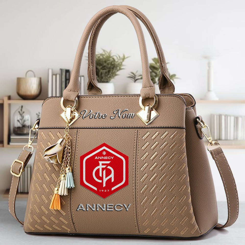 Annecy FC Logo Crossbody Zip Hand Bag With Tassel Custom Name For Women - Image 3