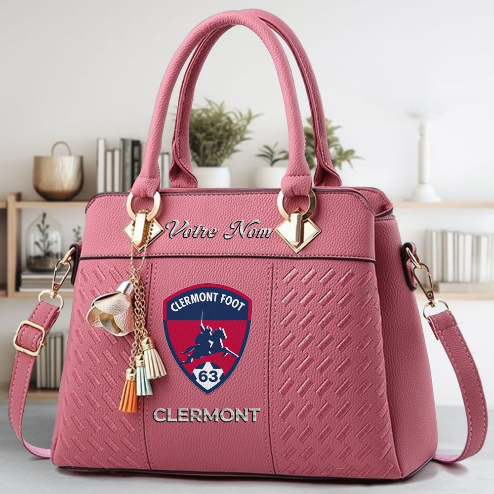 Clermont Foot Auvergne 63 Logo Crossbody Zip Hand Bag With Tassel Custom Name For Women - Image 5