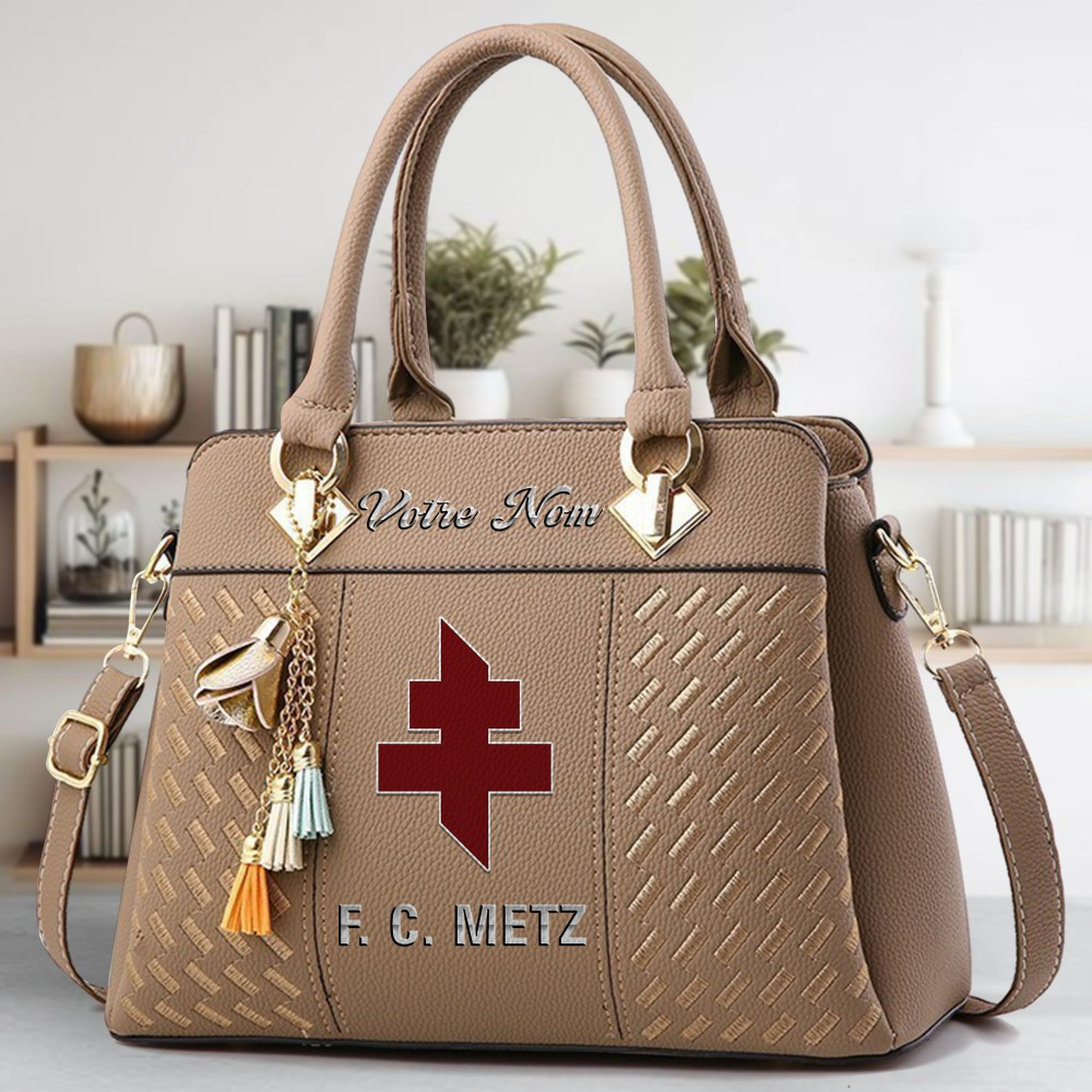 FC Metz Logo Crossbody Zip Hand Bag With Tassel Custom Name For Women - Image 4
