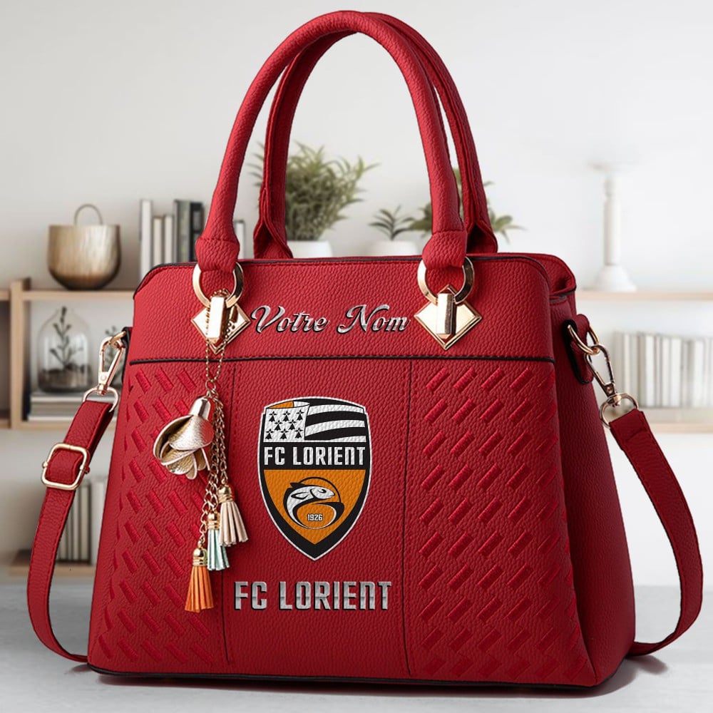 FC Lorient Logo Crossbody Zip Hand Bag With Tassel Custom Name For Women - Image 6