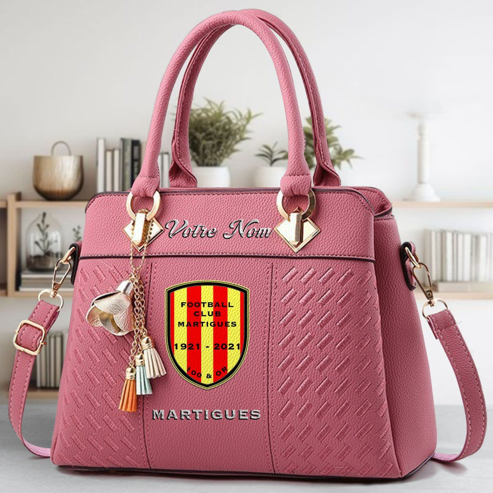 FC Martigues Logo Crossbody Zip Hand Bag With Tassel Custom Name For Women - Image 5