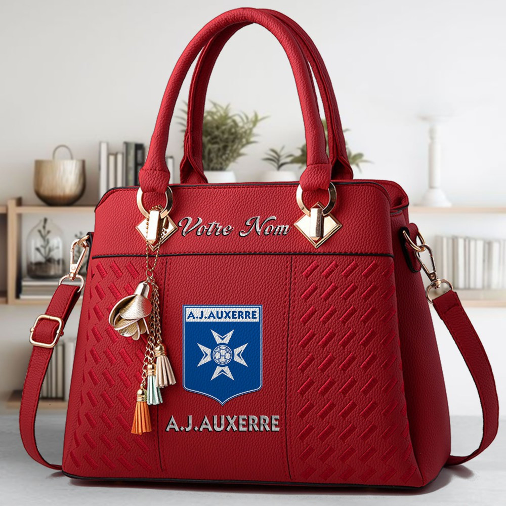 AJ Auxerre Logo Crossbody Zip Hand Bag With Tassel Custom Name For Women - Image 6