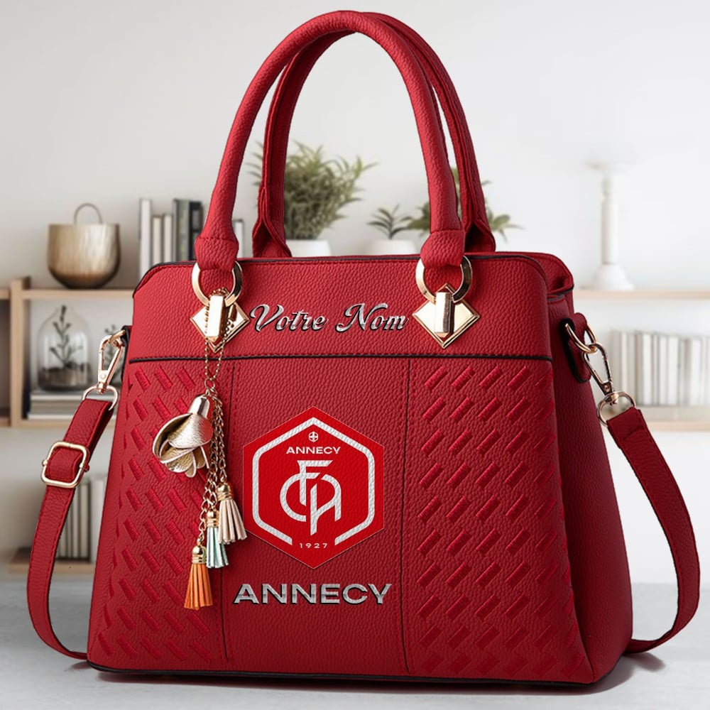 Annecy FC Logo Crossbody Zip Hand Bag With Tassel Custom Name For Women - Image 6