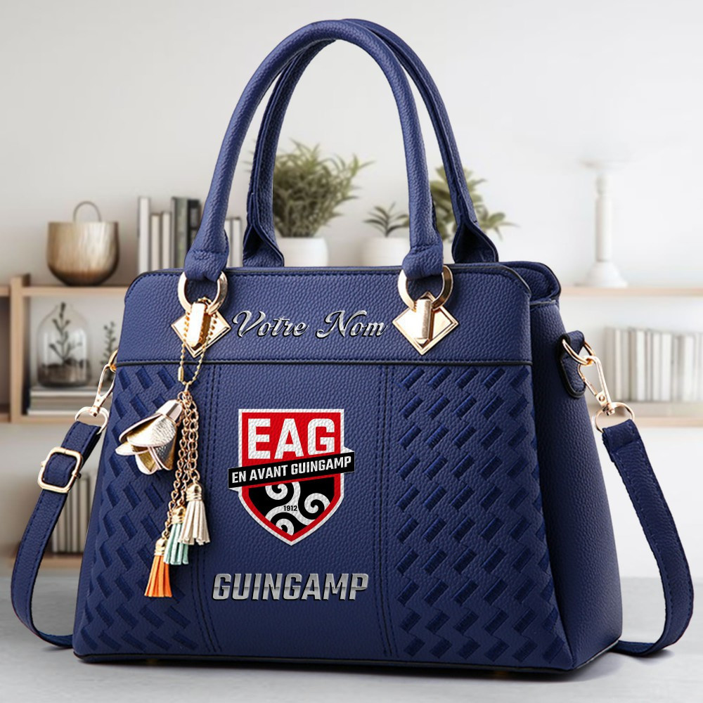 En Avant Guingamp Logo Crossbody Zip Hand Bag With Tassel Custom Name For Women - Image 2