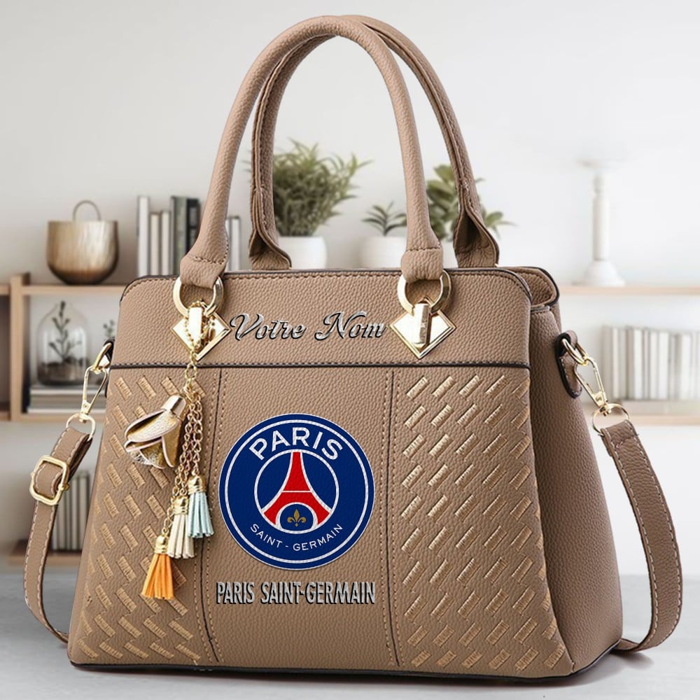 PSG Logo Crossbody Zip Hand Bag With Tassel Custom Name For Women - Image 3