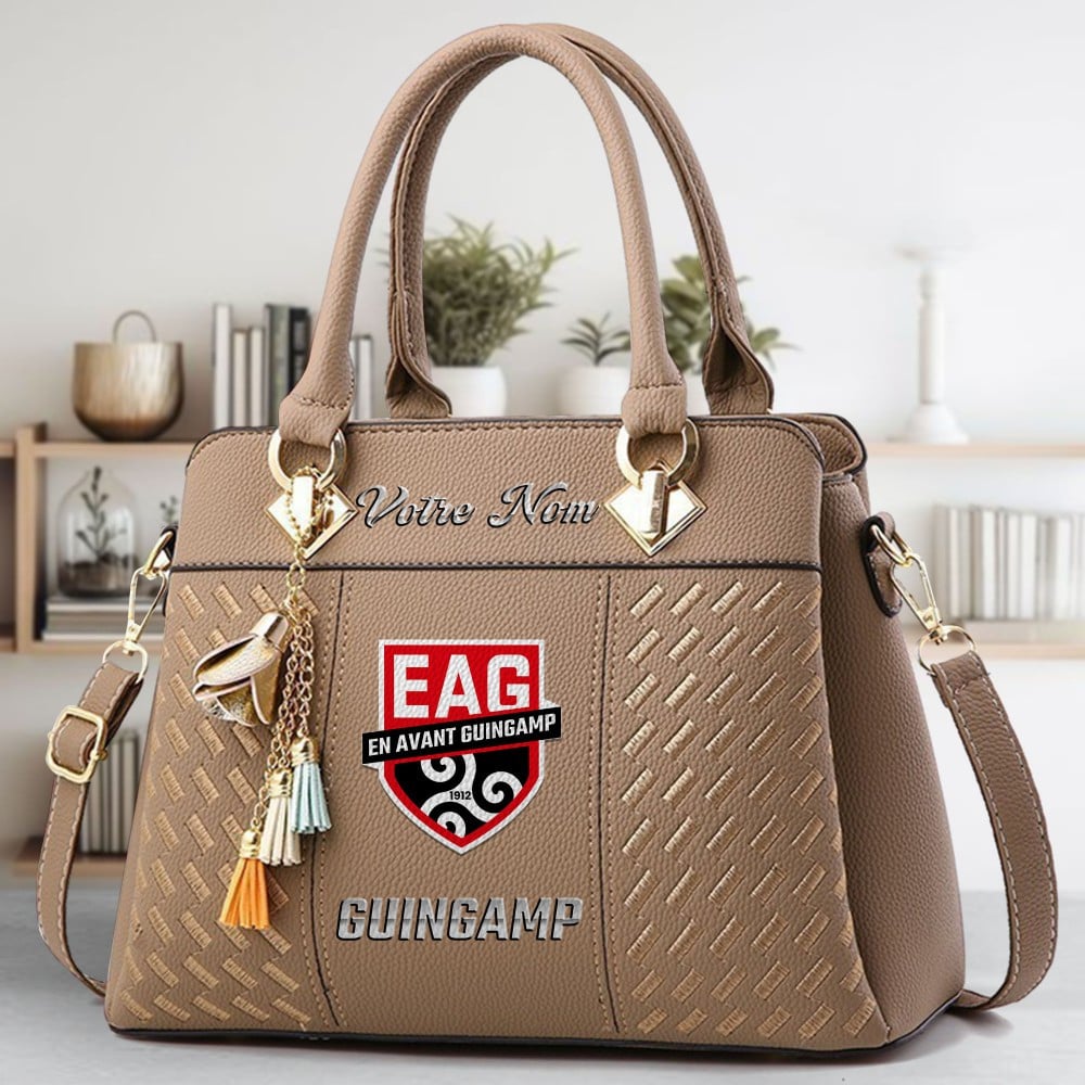 En Avant Guingamp Logo Crossbody Zip Hand Bag With Tassel Custom Name For Women - Image 3