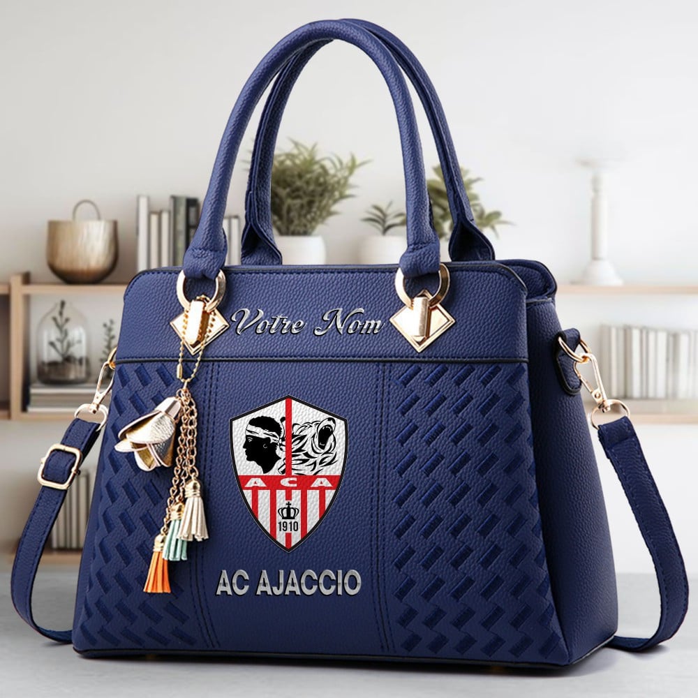 AC Ajaccio Logo Crossbody Zip Hand Bag With Tassel Custom Name For Women - Image 3