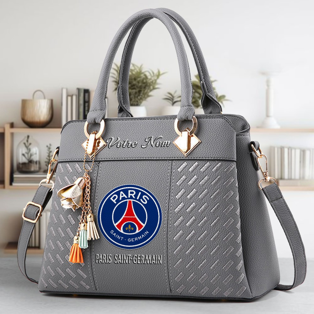 PSG Logo Crossbody Zip Hand Bag With Tassel Custom Name For Women - Image 4