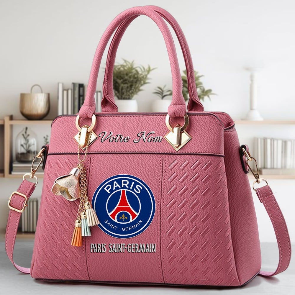 PSG Logo Crossbody Zip Hand Bag With Tassel Custom Name For Women - Image 5
