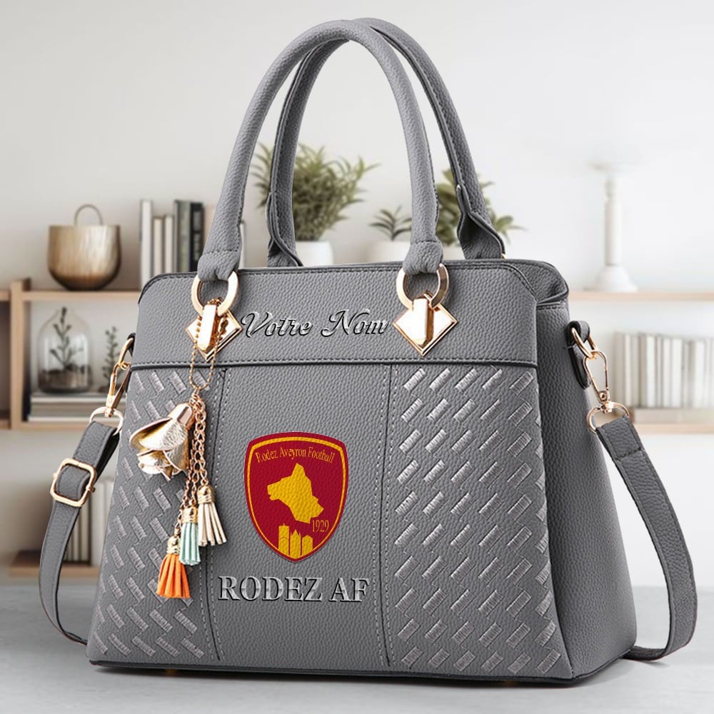 Rodez Aveyron Football Logo Crossbody Zip Hand Bag With Tassel Custom Name For Women - Image 4