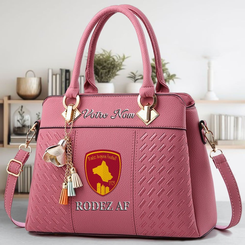 Rodez Aveyron Football Logo Crossbody Zip Hand Bag With Tassel Custom Name For Women - Image 5