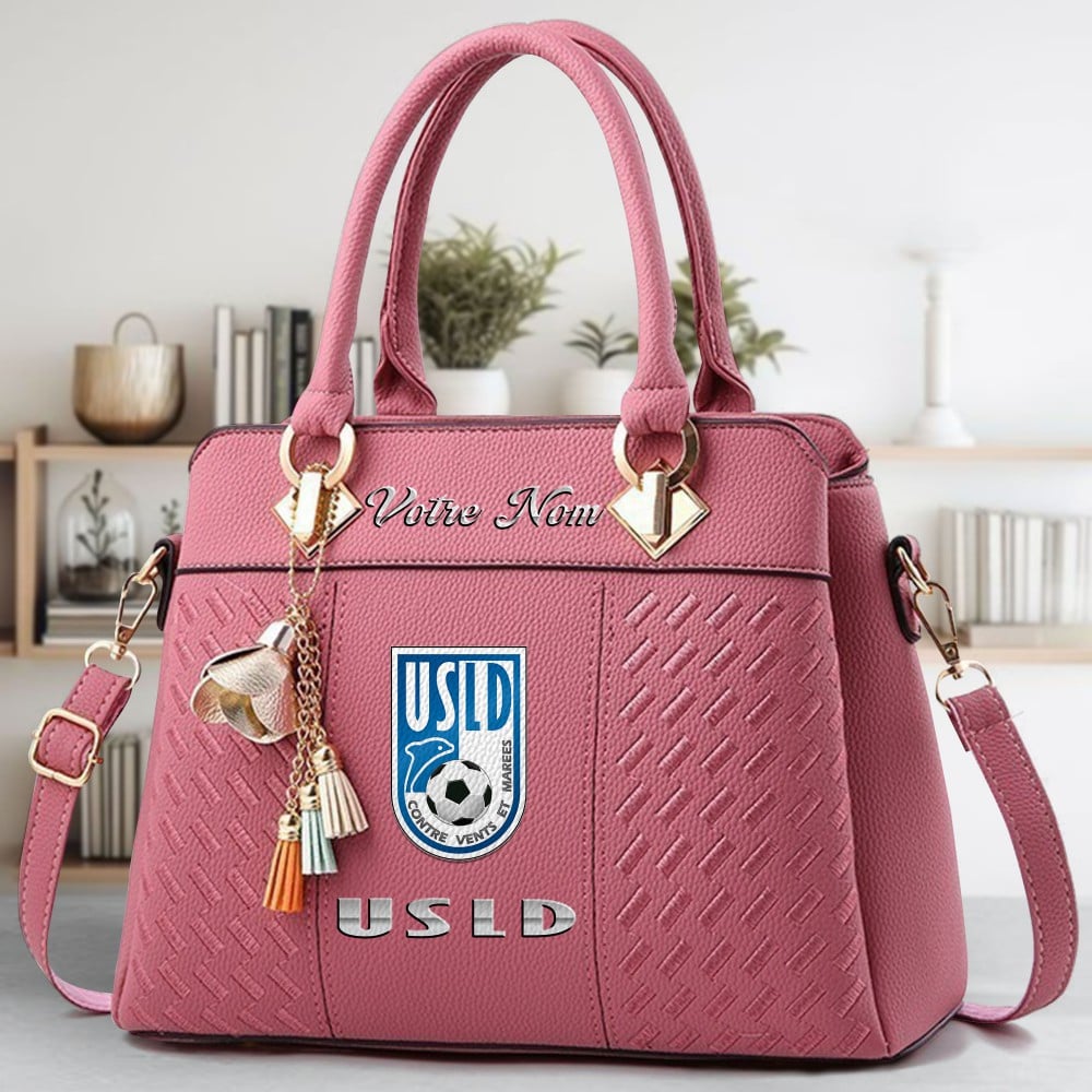 USL Dunkerque Logo Crossbody Zip Hand Bag With Tassel Custom Name For Women - Image 5