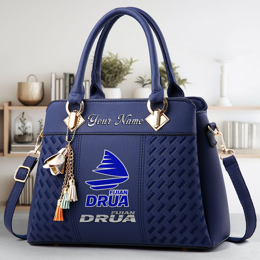 Fijian Drua Logo Crossbody Zip Hand Bag With Tassel Custom Name For Women - Image 2