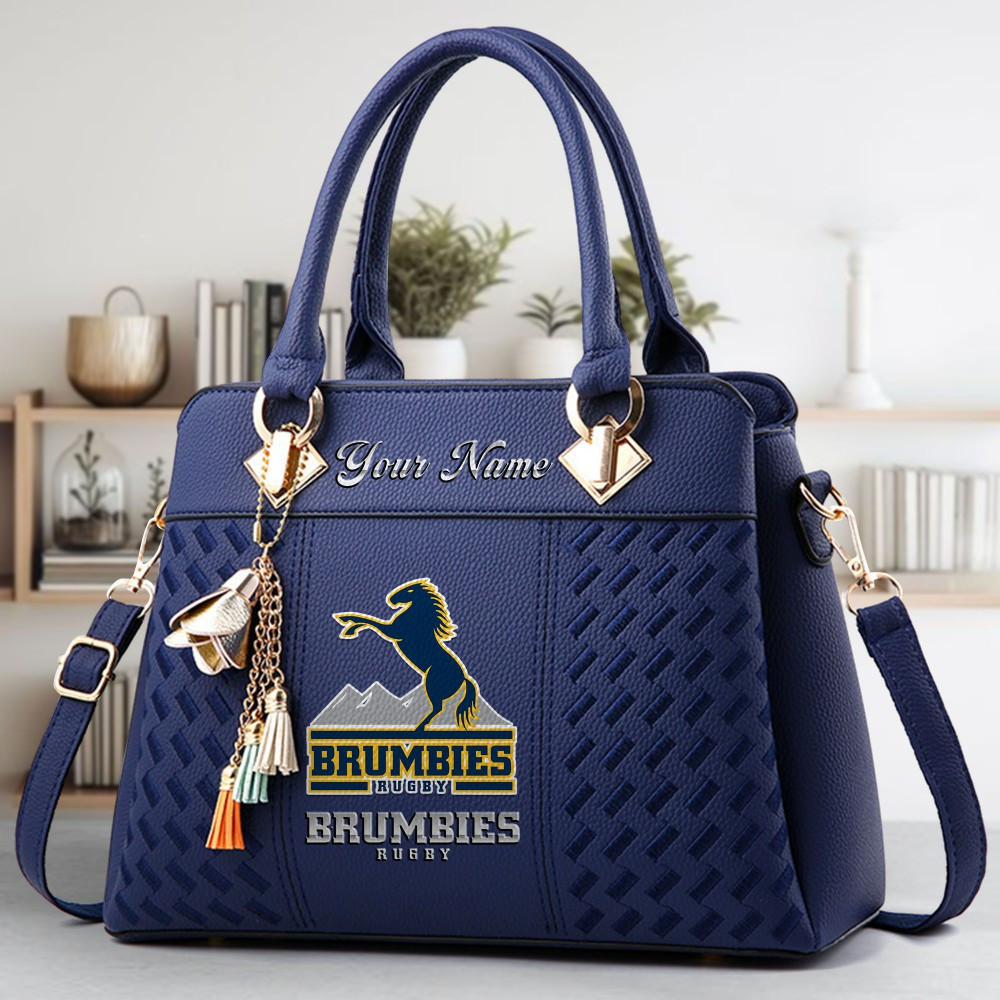 Brumbies Logo Crossbody Zip Hand Bag With Tassel Custom Name For Women - Image 3