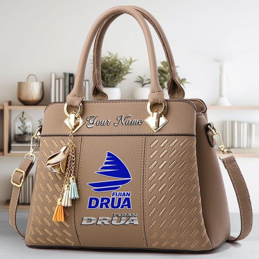 Fijian Drua Logo Crossbody Zip Hand Bag With Tassel Custom Name For Women - Image 3