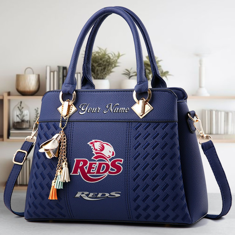 Queensland Reds Logo Crossbody Zip Hand Bag With Tassel Custom Name For Women - Image 3