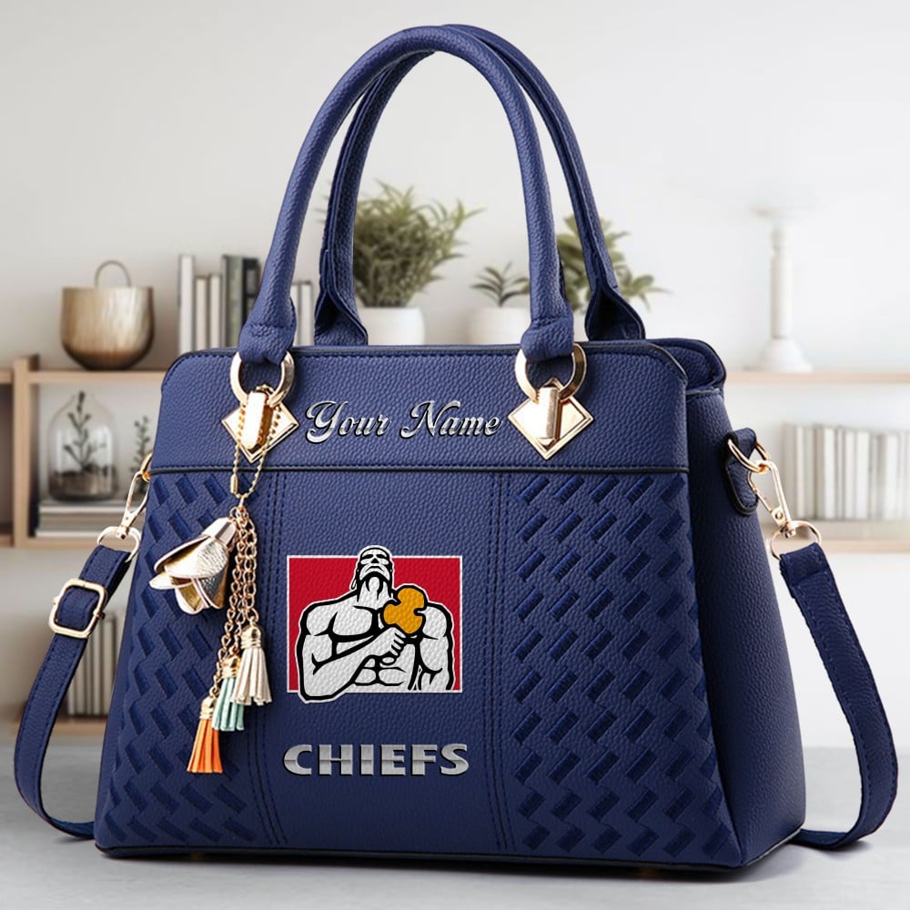 Chiefs Logo Crossbody Zip Hand Bag With Tassel Custom Name For Women - Image 3