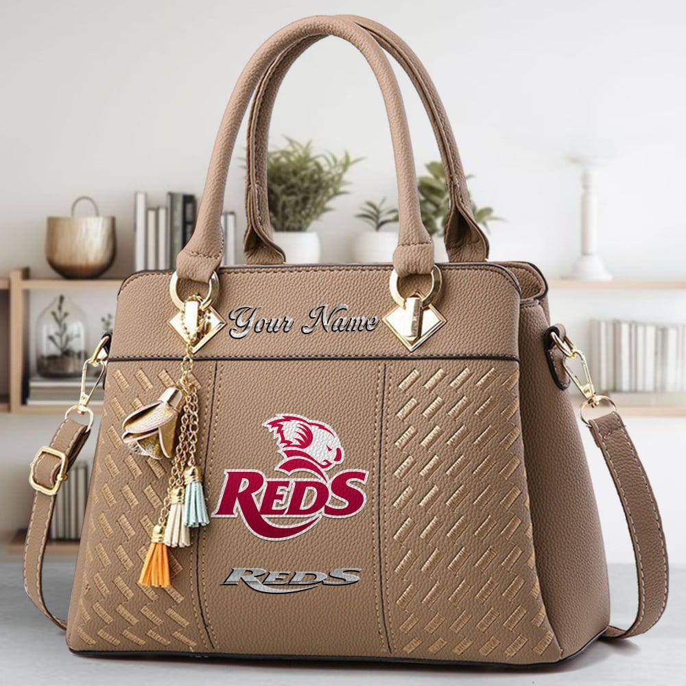 Queensland Reds Logo Crossbody Zip Hand Bag With Tassel Custom Name For Women - Image 4