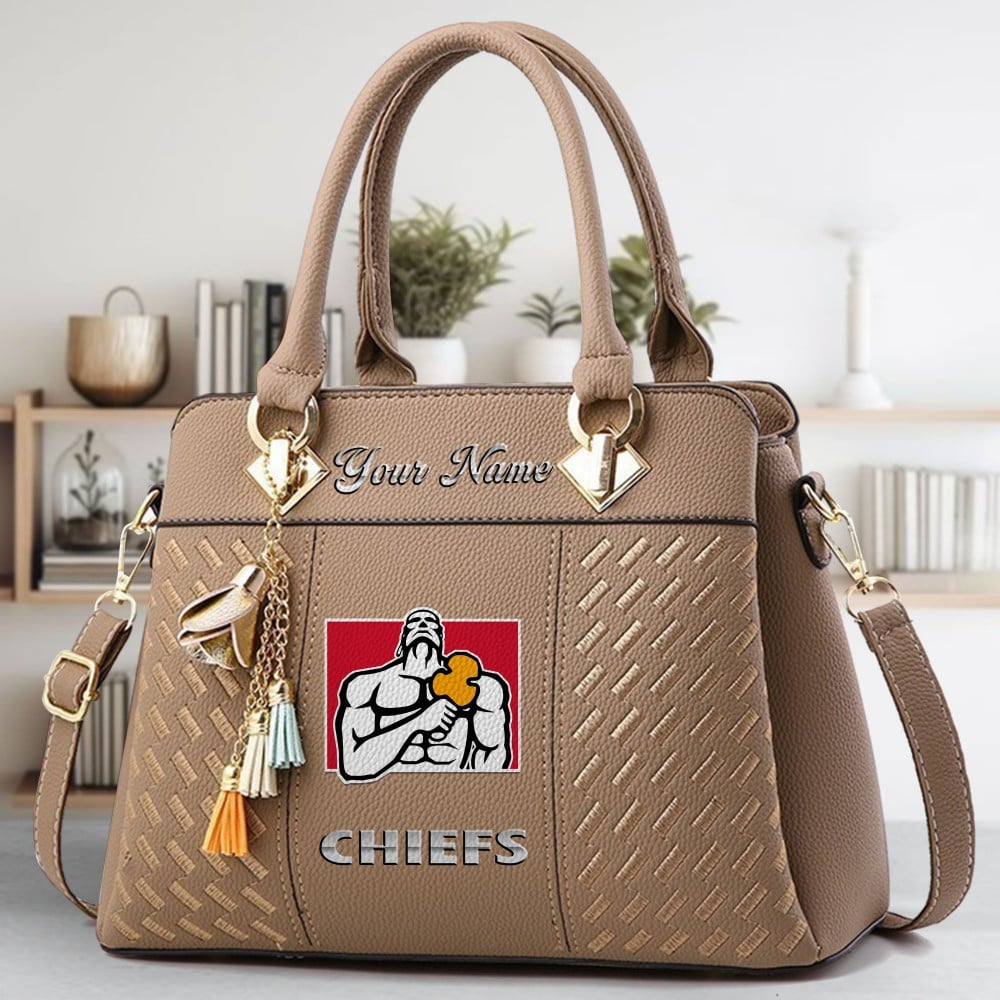 Chiefs Logo Crossbody Zip Hand Bag With Tassel Custom Name For Women - Image 4